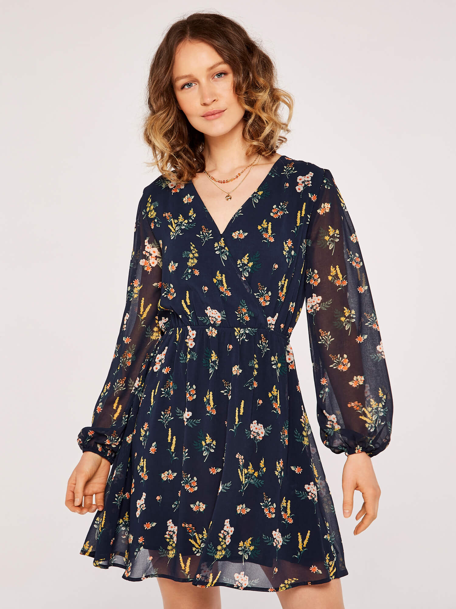 Floral Botanical Wrap Dress | Apricot UK